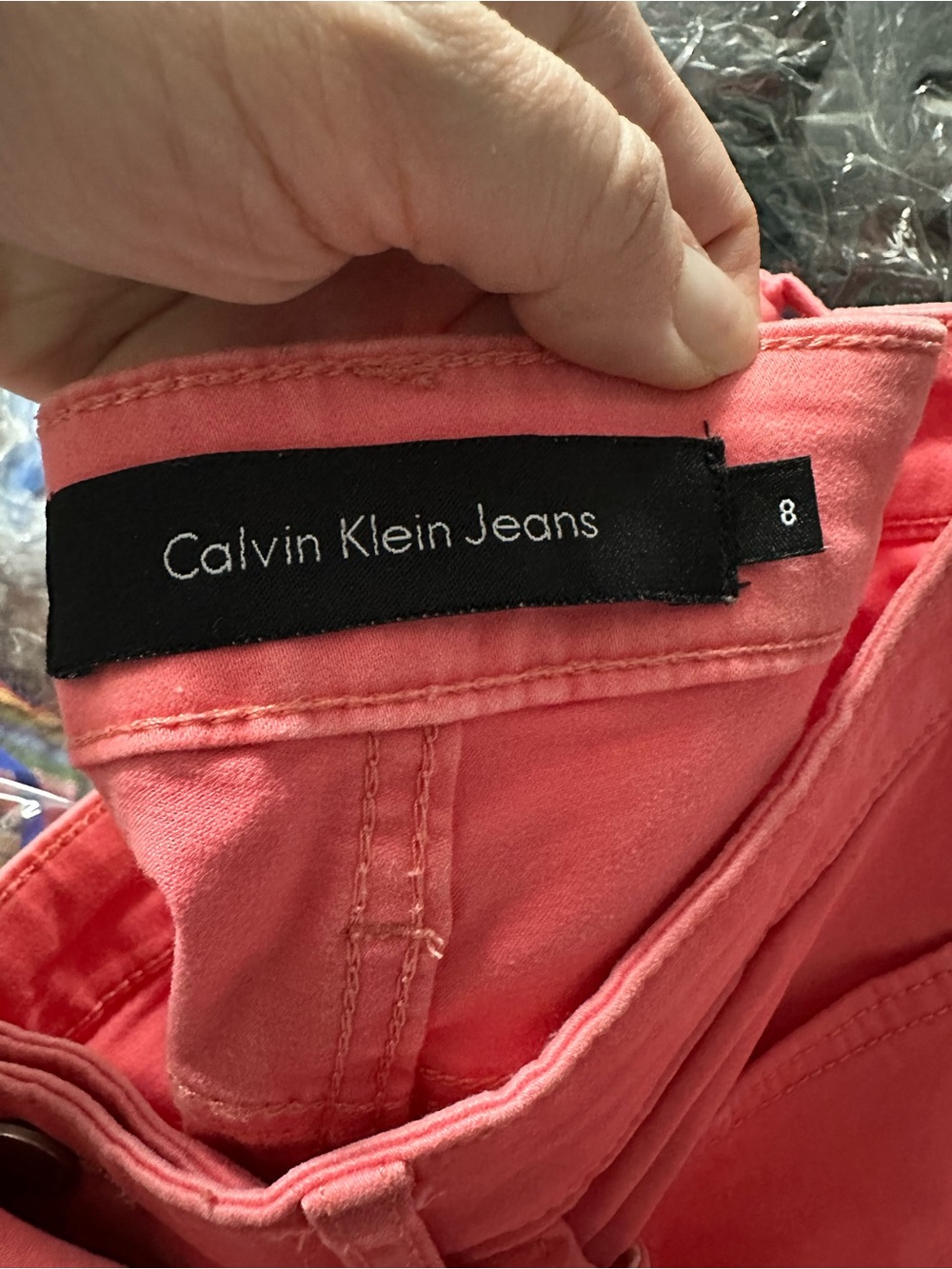 Calvin Klein Coral Pink Skinny Pants | Mid Rise Stretch Slim Fit | Sz 8 - Picture 8 of 14